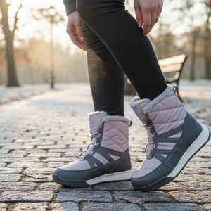 Women's Gray and Pink Winter Boots